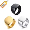 European and American Minimalist Design Small Square Ring Atmospheric Fashion Bright Surface Waterproof Men's Finger ring
