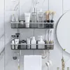 Organisatie geen boorbadkamer shees met handdoekbar make -up organisator muur gemonteerd huidverzorging organisator badkamer cosmetische shampoo opslagrek