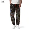 Calça masculina Moda Estampa de Linho Baggy Harém Men Japonês Streetwear Joggers Harajuku Calça de Moletom Jogging Casual Pantalones