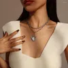 Ketten Vintage Frauen Doppelschicht Halskette Gold Farbe Kette Choker Herz Anhänger Eleganter und einfacher Schmuck Geschenk