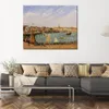 Handmade Canvas Art Afternoon Sun The Inner Harbor Camille Pissarro Painting Impressionist Landscape Artwork Bathroom Decor