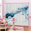 Curtain Blue Marble Texture Printing Blackout For Living Room Bedroom Indoor Kids Panels With Grommets Top