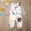 Barboteuses Citgeett printemps né bébé fille garçon enfant fleur rayé barboteuse manches longues combinaison automne hiver vêtements 0-18M 230606