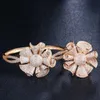 European American Hot Selling Real Gold Plated Full Zircon Flower Ring and Bangle Set