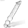 Juguetes sexuales para adultos Cristal transparente grande Immitate Glass Pene Dilddo con 3 cuentas grandes Masturbación femenina G-spot Anal Plug L230518