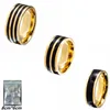 Trendy 8mm Zwarte streep Mannen Ring Titanium ring Carbide Casual Mannen Sieraden Paar Trouwringen Vriendje Gift