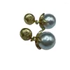 Серьги с грибами французский корт стильный жемчужный винтаж в среднем уровне с золотом для женщин с золотом для женщин.