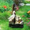 Trädgårdsdekorationer Solar Power Duck Squirrel Fountain Harts Animal Figur Staty Outdoor Decoration Garden Simulation Decor Landscape For Yard 230606
