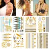 Bracciali 100 fogli all'ingrosso Ragazza Body Art Oro metallizzato Adesivo tatuaggio temporaneo Bracciale a catena con maniche Gioielli finti impermeabili da donna