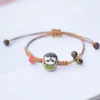 Charm Bracelets QA299 Cute Rope Chain Red Bead Couple Bracelet For Women Creative Bell Hand Painted Jewelry Men
