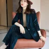 Women's Two Piece Pants Korean Autumn Formal Ladies High Quality Velvet Blazer Women Business Suits With Sets Work Wear Office Uniform