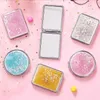 Double-sided Pocket Makeup Mirror Thin Compact Mirror Square Round Metal Makeup Mirror Costmetic Mirror Wedding Gift