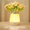 24 pièces LED fleur Vase lumière atmosphère décoratif Vase veilleuse lampe café maison salon fête bureau décor lumières