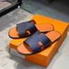 Designer Shoes Men's Cowhide Slippers Apartment Large Slide Summer Beach Sandals Summer Casual Sandals