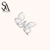 Cluster Rings SA SILVERAGE Luxury Open Finger Femminile Argento Sterling Matrimonio Per Donna Farfalla Doppio Anello 925