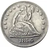 USA 1856 P/O Sittande frihet Quater Dollar Silver Plated Copy Coin