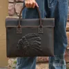 Briefcases Slim A4 Brown Top Grain Genuine Crazy Horse Leather Executive Men Briefcase Portfolio Handbag 14'' 15.6'' Laptop