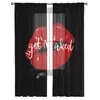 Gardin röda läppar svart tyll i rena gardiner för vardagsrum sovrum kök fönster behandling chiffong persienner