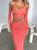 Tweedelige jurk Dames Sexy Club Wear Y2K-kleding 2 stuks Lange mouw Backless Crop Top Hoge taille Maxi-rok Bijpassende set Vrouwen Verjaardagsfeestje 230607