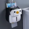 Houders pinguïn toiletpapier houder muur gemonteerd punch vrij waterdicht plastic tissue doos huis badkamer opslagrek creatief draagbaar