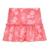 Spódnice damskie letnie marszczenia Aline mini spódnica Y2K w stylu wysokiej talii kwiatowy nadruk falbany nad kolanem krótki BluePinkpurple 230607