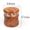 Nieuwste Kleurrijke Bakeliet WoodGrain 63MM Roken Draagbare Droge Kruid Tabak Grind Spice Miller Grinder Crusher Slijpen Gehakte Hand Muller Sigarettenhouder