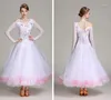 Vestido de baile de salón para mujer, diseño de Color blanco, vestidos de baile estándar, falda de competición de vals para mujer