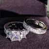 Cluster Rings Luxury Princess Zircon 925 Sterling Silver Bride Wedding Ring Set Africa Bridal For Women Lady Anniversary Gift Couple Jewelry