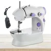 Maskiner 1st Sewing Machine Mini Portable Hushåll Natt Ljus Fotpedal Rak Linje Hand Tabell Två tråd Kit Electric Sewing Tools