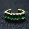 Trouwringen Unisex Kleine Rechthoek Groene Steen Voor Vrouwen Mannen Antiek Goud Kleur Vierkante Zirkoon Bands Opening Engagement Sieraden