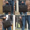 Briefcases Slim A4 Brown Top Grain Genuine Crazy Horse Leather Executive Men Briefcase Portfolio Handbag 14'' 15.6'' Laptop