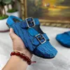 مصمم فاخر الرجال قماش مزدوج G slide slippers في الهواء الطلق البيج الأبنوس اثنين من الأشرطة أبازيم الجلود المطاطية الحلقة الصيفية الصيفية مع صندوق