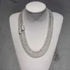 Produit de vente collier de bijoux fins 10mm 12mm Hip Hop glacé 2 rangées de diamants Moissanite chaînes à maillons cubains