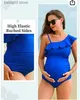 Moderskap Swimwears Women Tank Backless Maternity Swimsuit Letters Tryckt One Piece Swinwear Gravid Swimsuit Premama Graviditet Plus Size XL T230607