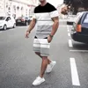 Tute da uomo Estate Uomo Completi Pantaloncini Completi Abbigliamento maschile T-shirt da strada Due pezzi Stampa 3D Casual O-Collo Tuta Oversize Beach Sportwear 230607