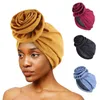 Nytt satinfoder Big Flower Headscarf håravfallets motorhuv Kvinnor Förbunden knuten turban Indien Arab Islamisk huvud wrap beanie cover