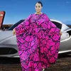 Etniska kläder Elegant Rompers 2023 Autumn Sexig kvinnors jumpsuits o-krage lång bat ärm breda benspel tryck design africaine