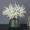 Decoratieve bloemen 35cm 5-vork imitatie bel orchidee enkel wit klein lelietje-van-dalen plastic bloem DIY woondecoratie