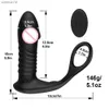 Silicone Anal Vibrator Poussée Prostate Masseur Gode Vibrateur Anlal Butt Plug Retarder L'éjaculation Pénis Anneau Sex Toys pour Hommes L230518