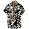 Mannen Casual Shirts Cartoon Vintage Duivel Horror 3d Print mannen Hawaiian Mannen Zomer Losse Ademende Korte Mouw Tops Anime Shirt