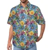 Men's Casual Shirts Watercolor Flower Beach Shirt Rose Floral Bouquet Hawaiian Male Y2K Blouses Short-Sleeve Printed Tops 3XL 4XL