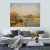 Högkvalitativ handgjorda Camille Pissarro Oilmålning Louvre Morning Sun Landscape Canvas Art Beautiful Wall Decor