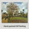 Handgemalte impressionistische Landschaft auf Leinwand, Landschaft in Louveciennes, Camille Pissarro, Gemälde, modernes Restaurant-Dekor