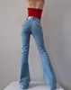 Jeans femme WOMENGAGA Sexy Micro Flare femmes taille haute mince fer à cheval pantalon Ins mode pantalon BS3O