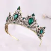 European and American Retro Green Bridal Crown Baroque Rhinestone Crown Headband Wedding Dress Accessories Bridal Jewelry