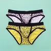 Cueca Cueca Masculina Aberta Frente Lingerie Sexy Leopard U convexo Pouch Shorts Calcinha Elasticidade Lingerie Bikini Slip Homme