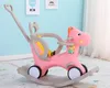 Baby Shining 2 in 1 Kids Horse Stroller 2-4Y Children Rocking Chair Riding Horse Trolley Kids Wheelchair Equestrian Ride on Toys