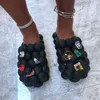 Sandals Arrival Women Summer Bubble Slides with Charms Breathable Creative Funny Designer Massage Slippers Brand Luxury Sandals 230417