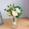 装飾的な花1ブーケ人工偽植物ヤシの木ローズウェディングバレンタインデイギフトダイニングテーブルホームベッドルームの装飾