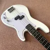 Boutique personnalisée de haute qualité, basse électrique blanche à 4 cordes, guitare électrique basse P, livraison gratuite